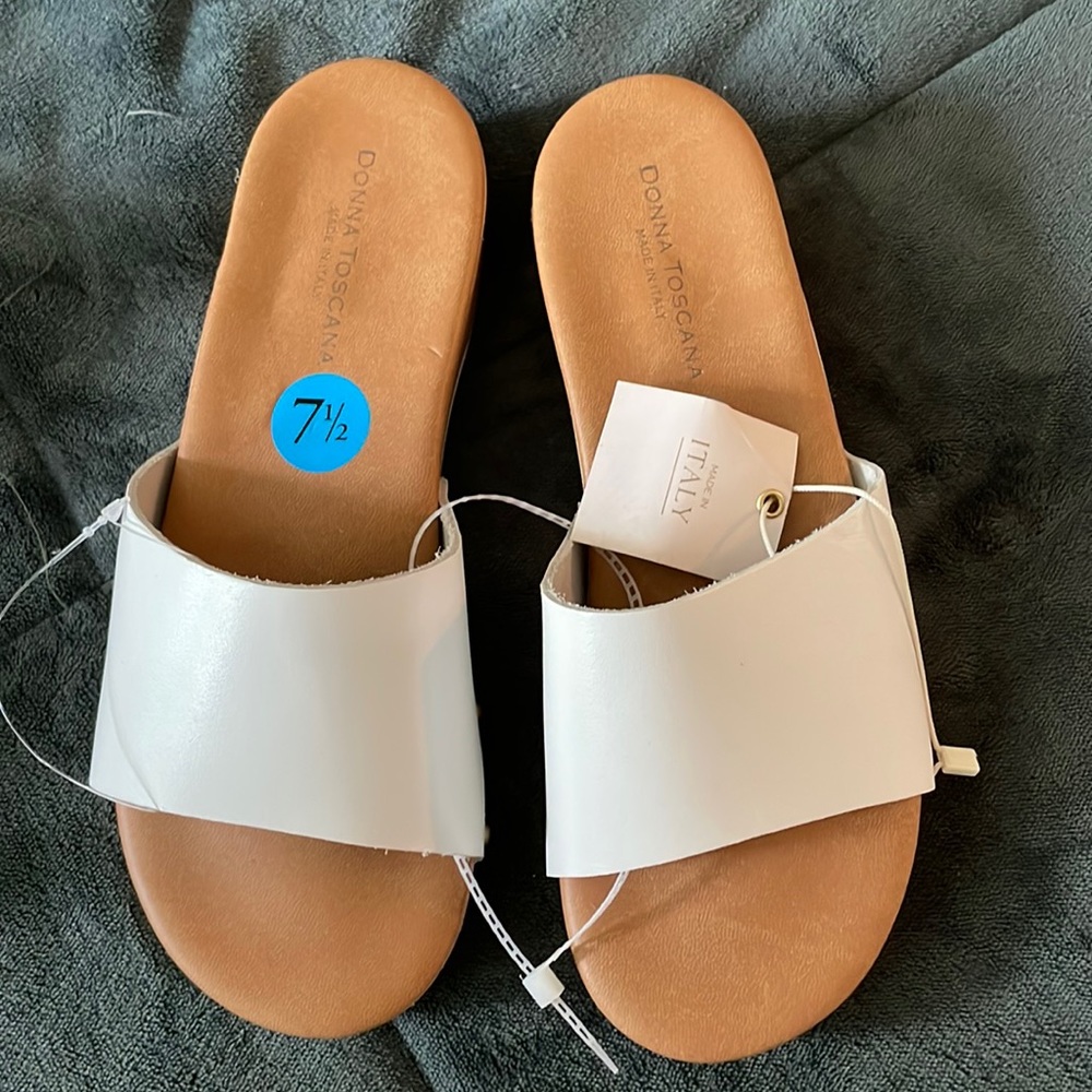 Donna Toscana white and wood sandal clog size 7.5 nwt